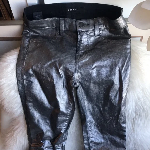 J Brand stretchy silver crackled paint pants 25 - Picture 2 of 9